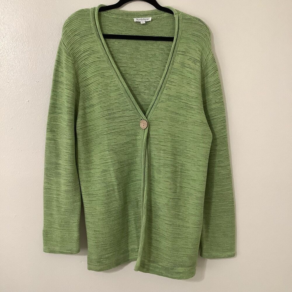 Green Cardigan Large 100% Knitted Oversized‎ Cottagecore Fairycore Goblincore